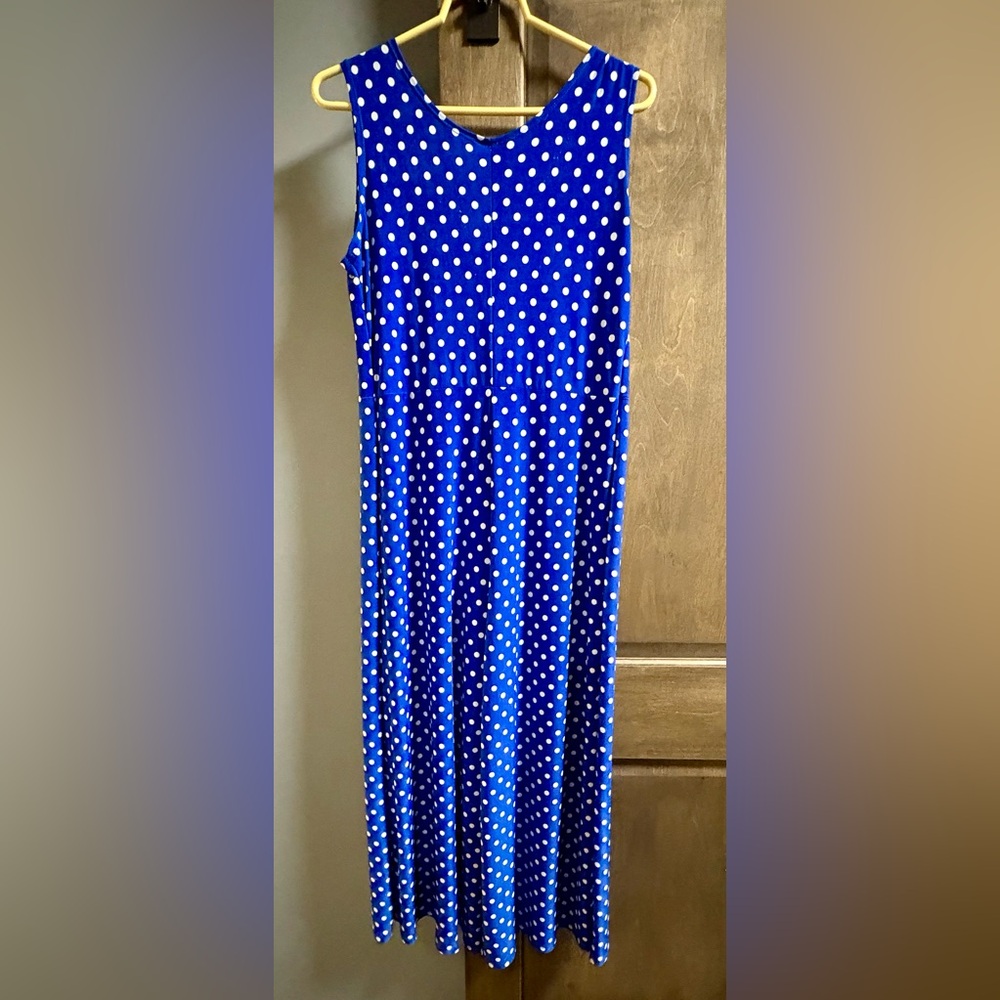 Ladies Blue Polka Dot Sleeveless Jumpsuit - Size L - Picture 3 of 4